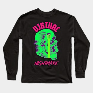 Virtual Nightmare Glitch Skull Long Sleeve T-Shirt